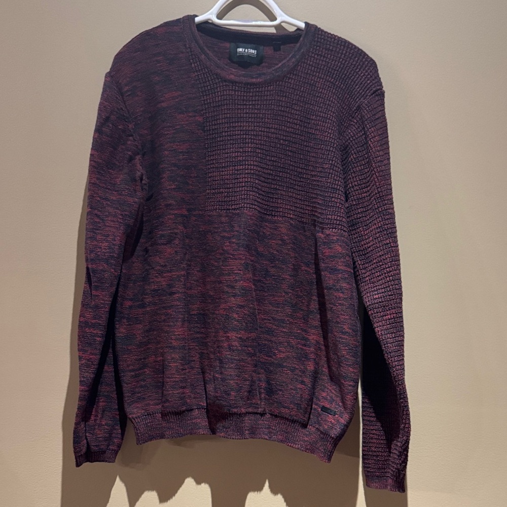 ONLY & SONS Men's Maroon Crewneck Sweater